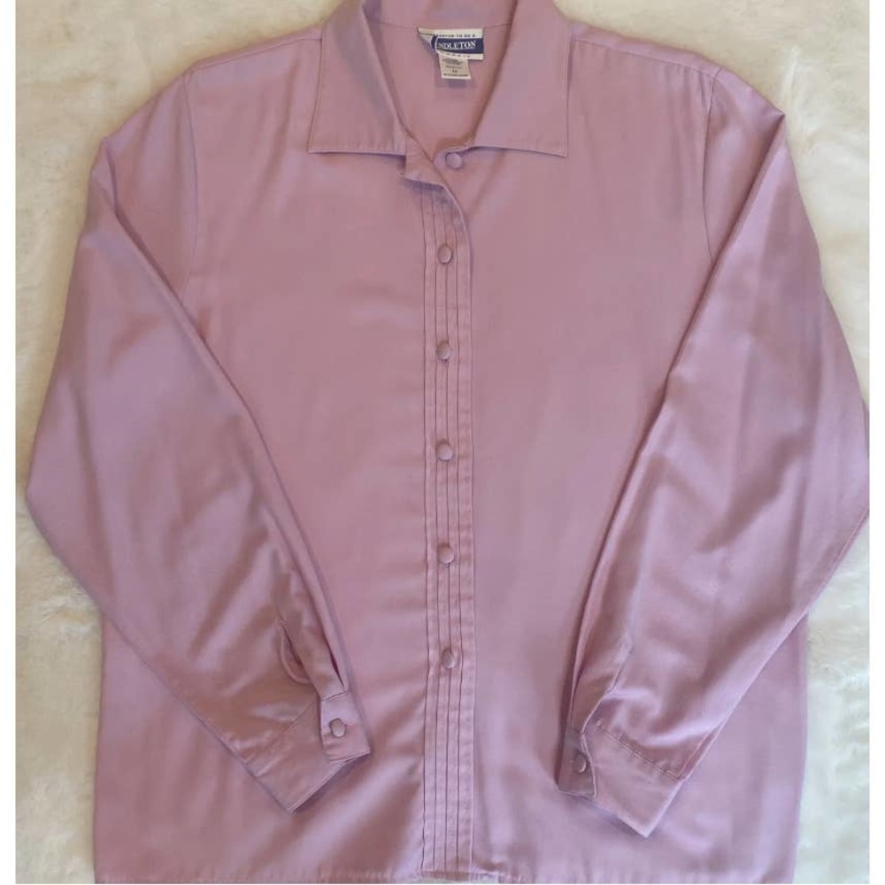Vtg Pendleton Classic Womens Long Sleeve Button Down Dress Shirt Pink Sz 16 USA